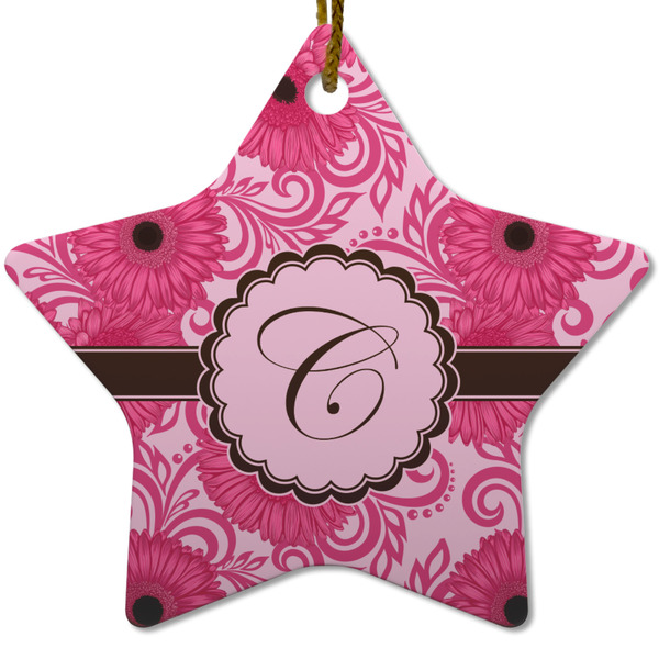 Gerbera Daisy Ceramic Flat Ornament - Star (Front)