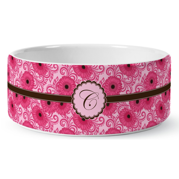 Custom Gerbera Daisy Ceramic Dog Bowl - Large (Personalized)