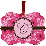 Gerbera Daisy Metal Frame Ornament - Double Sided w/ Initial