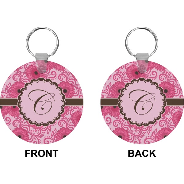 Gerbera Daisy Circle Keychain (Front + Back)