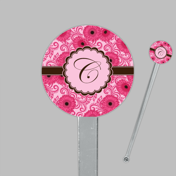 Gerbera Daisy Clear Plastic 7" Stir Stick - Round - Closeup