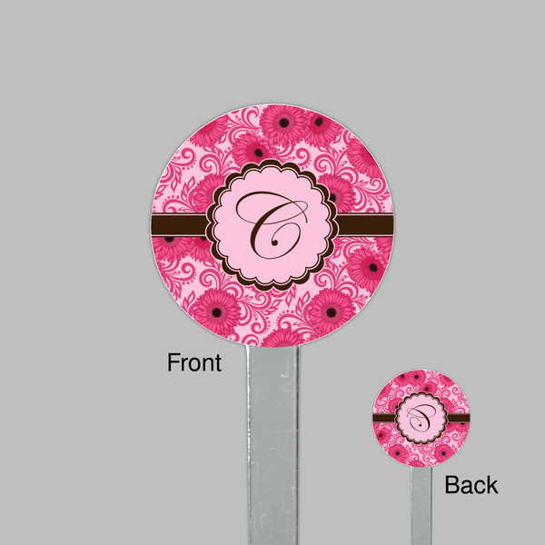 Gerbera Daisy Clear Plastic 7" Stir Stick - Round - Front & Back