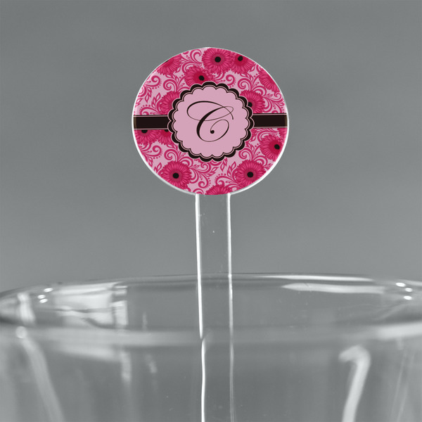 Custom Gerbera Daisy 5.5" Round Plastic Stir Sticks - Clear (Personalized)