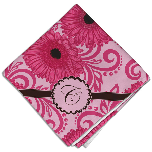 Custom Gerbera Daisy Cloth Dinner Napkin - Single w/ Initial