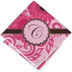 Gerbera Daisy Cloth Cocktail Napkin - Single w/ Initial