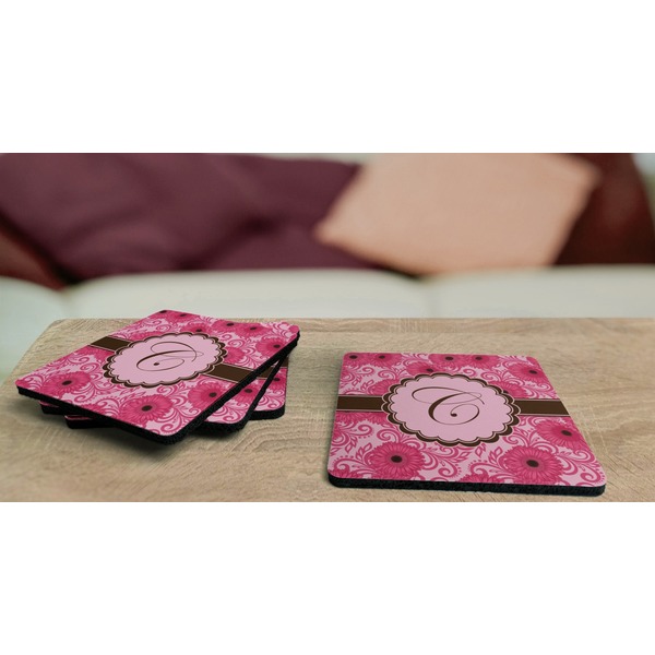 Gerbera Daisy Coaster Rubber Back - On Coffee Table