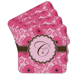 Gerbera Daisy Cork Coaster - Set of 4 w/ Initial