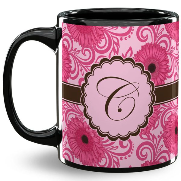 Custom Gerbera Daisy 11 Oz Coffee Mug - Black (Personalized)