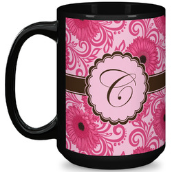 Gerbera Daisy 15 Oz Coffee Mug - Black (Personalized)