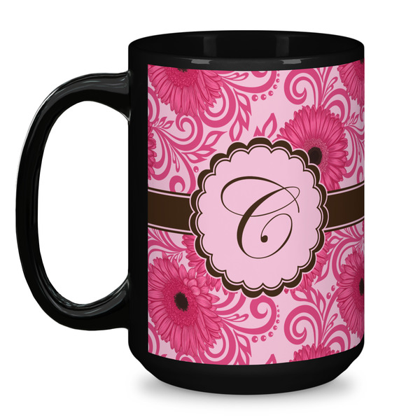 Gerbera Daisy Coffee Mug - 15 oz - Black