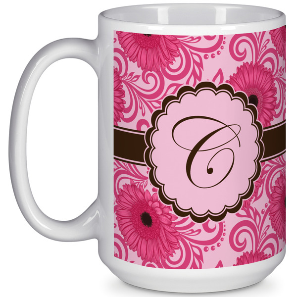 Custom Gerbera Daisy 15 Oz Coffee Mug - White (Personalized)