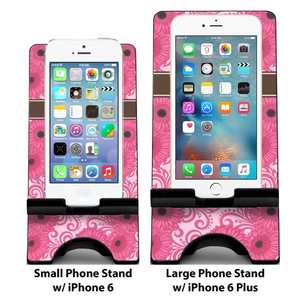 Gerbera Daisy Compare Phone Stand Sizes - with iPhones