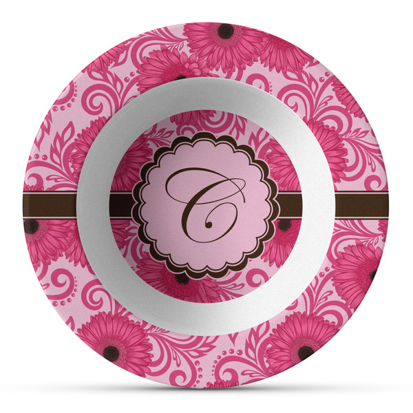 Custom Gerbera Daisy Plastic Bowl - Microwave Safe - Composite Polymer (Personalized)