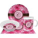 Gerbera Daisy Dinner Set - Single 4 Pc Setting w/ Initial