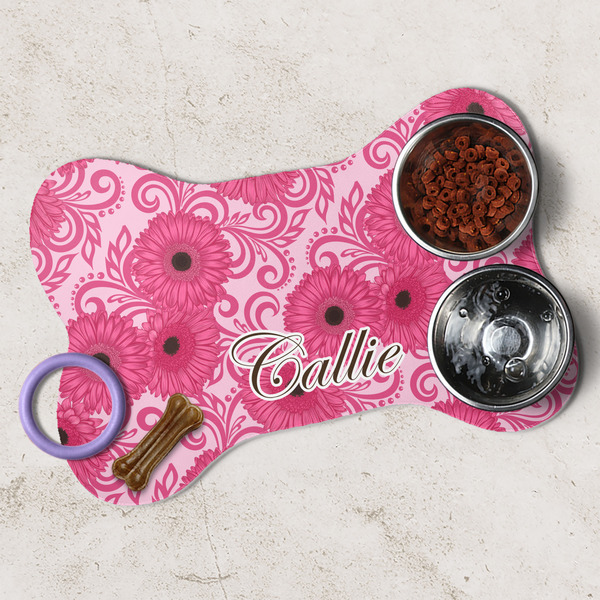 Gerbera Daisy Dog Bone Shaped Mat Lifestyle