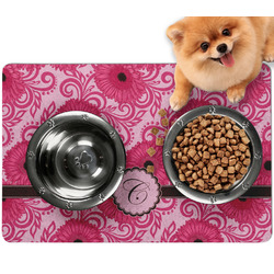 Gerbera Daisy Dog Food Mat - Small w/ Initial