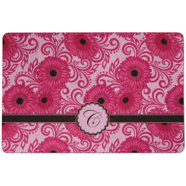 Custom Gerbera Daisy Dog Food Mat w/ Initial