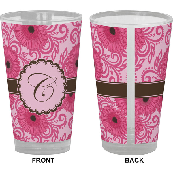 Gerbera Daisy Pint Glass - Full Color - Front & Back Views
