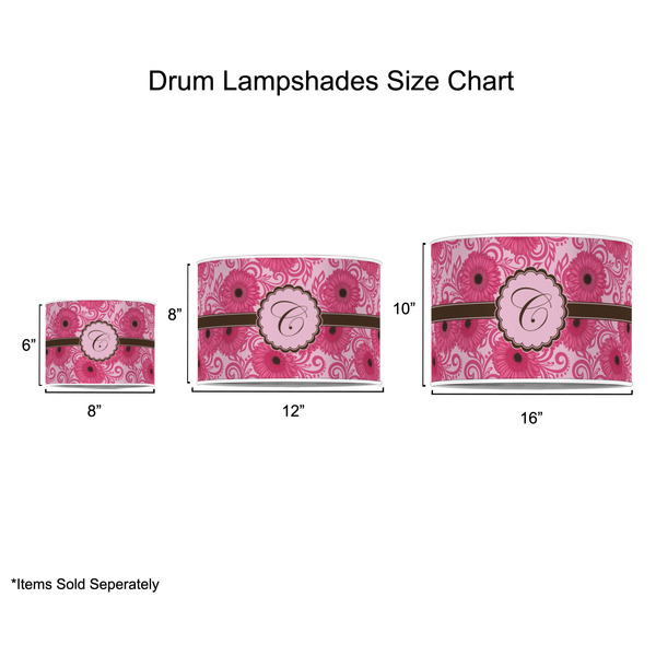 Gerbera Daisy Drum Lampshades - Sizing Chart