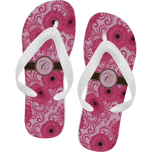 Custom Gerbera Daisy Flip Flops - Large (Personalized)