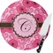 Gerbera Daisy Round Glass Cutting Board - Medium (Personalized)