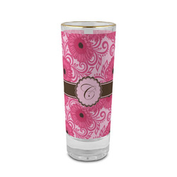 Gerbera Daisy 2 oz Shot Glass -  Glass with Gold Rim - Single (Personalized)