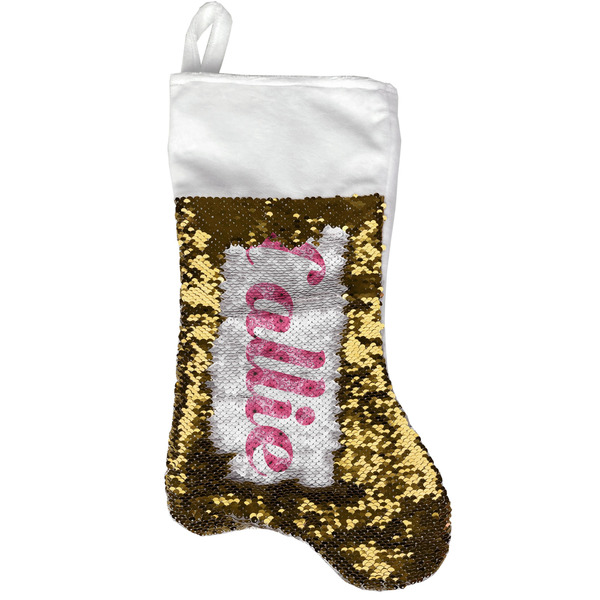 Gerbera Daisy Gold Sequin Stocking - Front