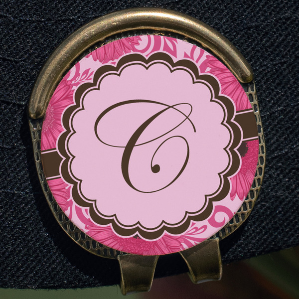 Gerbera Daisy Golf Ball Marker Hat Clip - Gold - Close Up