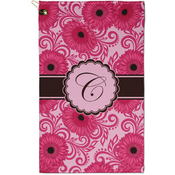 Gerbera Daisy Golf Towel - Poly-Cotton Blend - Small w/ Initial