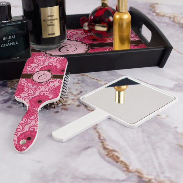 Gerbera Daisy Hair Brush - With Hand Mirror