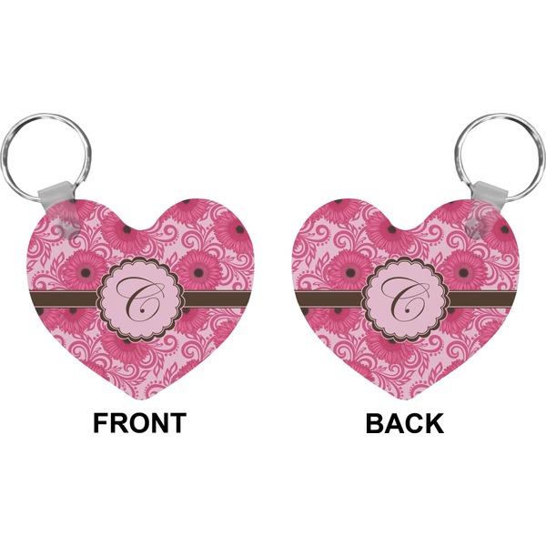 Gerbera Daisy Heart Keychain (Front + Back)