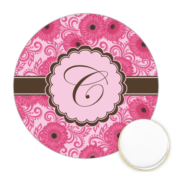 Custom Gerbera Daisy Printed Cookie Topper - Round (Personalized)