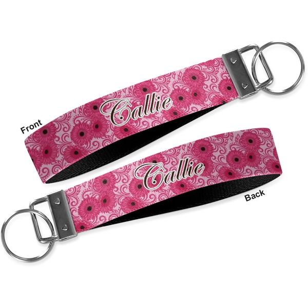 Gerbera Daisy Key-chain - Metal and Nylon - Front and Back
