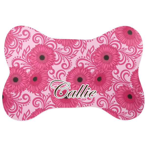 Custom Gerbera Daisy Bone Shaped Dog Food Mat (Personalized)