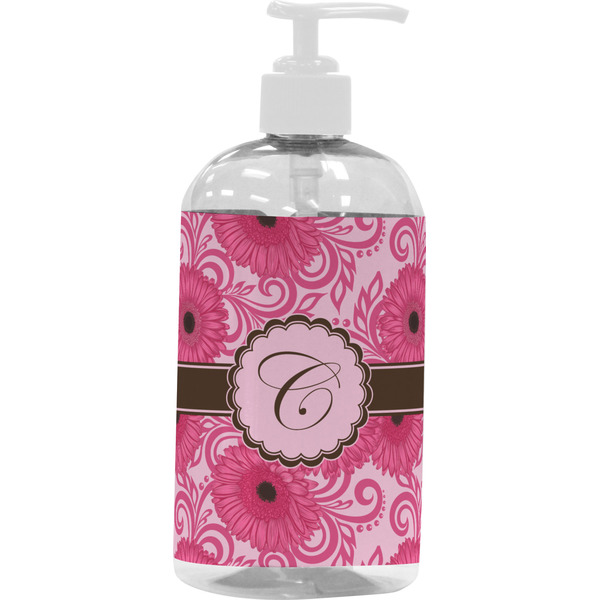 Custom Gerbera Daisy Plastic Soap / Lotion Dispenser (16 oz - Large - White) (Personalized)