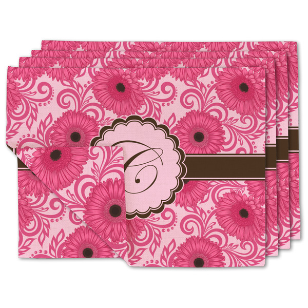 Custom Gerbera Daisy Linen Placemat w/ Initial