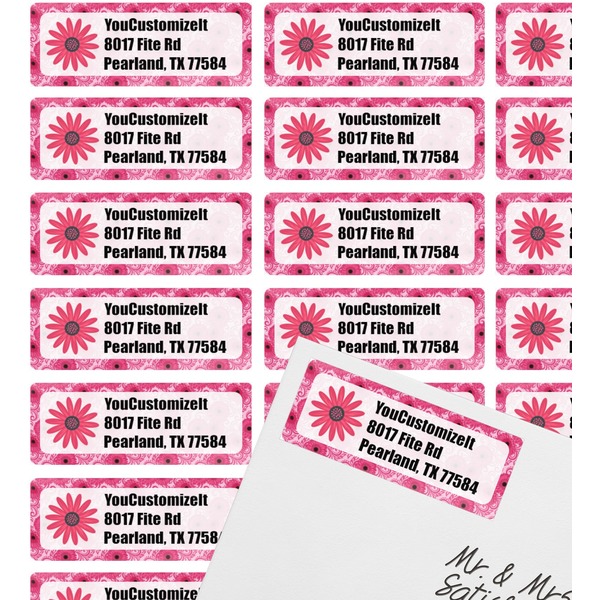 Gerbera Daisy Mailing Label on Envelope - Multiple Labels