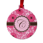 Gerbera Daisy Metal Ball Ornament - Double Sided w/ Initial