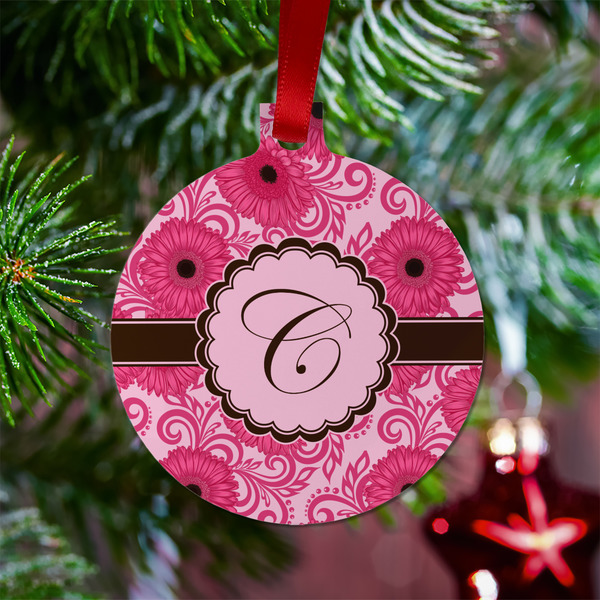 Gerbera Daisy Metal Ball Ornament - Lifestyle