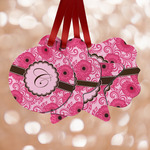 Gerbera Daisy Metal Ornaments - Double Sided w/ Initial