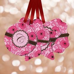 Gerbera Daisy Metal Ornaments - Double Sided w/ Initial