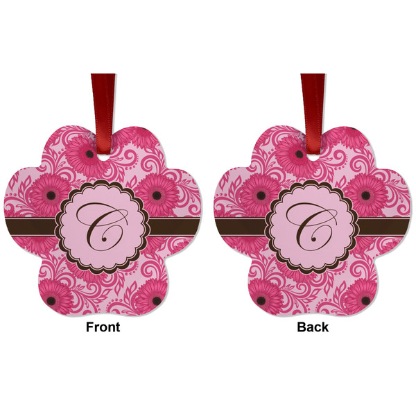 Gerbera Daisy Metal Paw Ornament - Front and Back