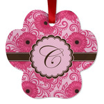 Gerbera Daisy Metal Paw Ornament - Double Sided w/ Initial