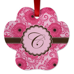 Gerbera Daisy Metal Paw Ornament - Double Sided w/ Initial