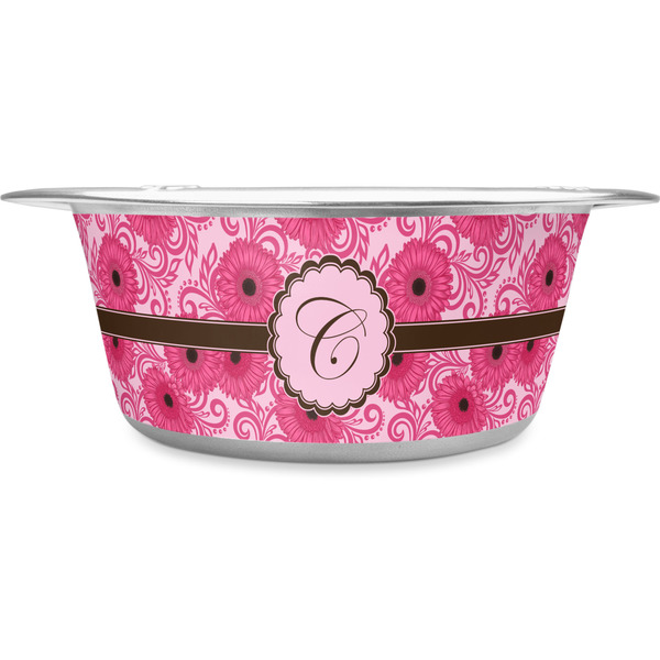 Custom Gerbera Daisy Stainless Steel Dog Bowl - Large (Personalized)