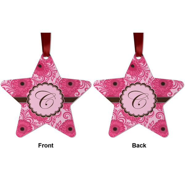 Gerbera Daisy Metal Star Ornament - Front and Back