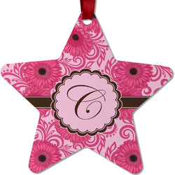 Gerbera Daisy Metal Star Ornament - Double Sided w/ Initial