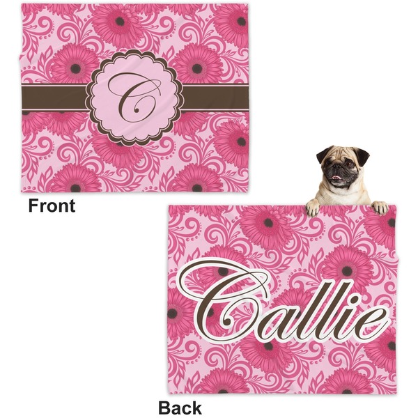 Gerbera Daisy Microfleece Dog Blanket - Large- Front & Back