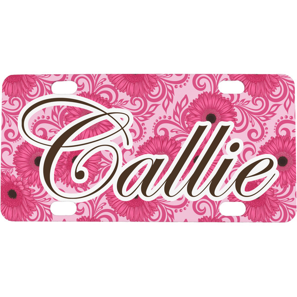 Custom Gerbera Daisy Mini / Bicycle License Plate (4 Holes) (Personalized)