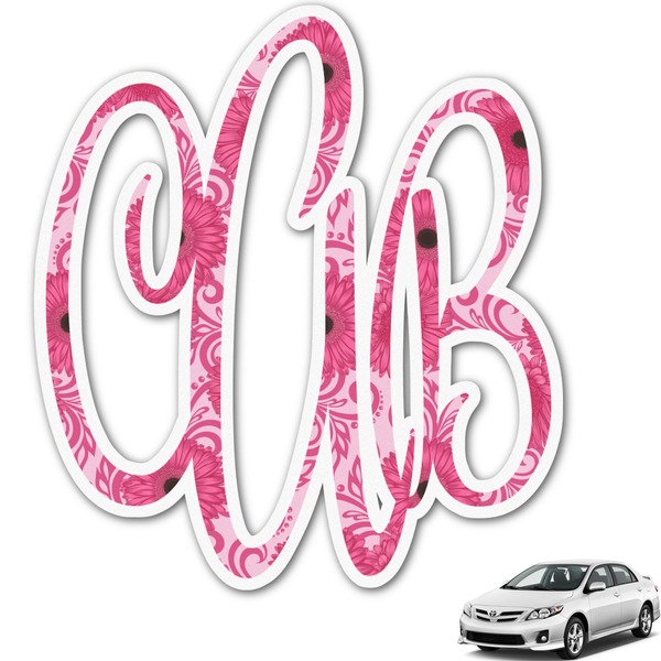 Custom Gerbera Daisy Monogram Car Decal (Personalized)